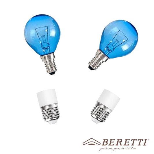 2 ADATTATORI PORTALAMPADA E27 + 2 LAMPADE E14 Beretti