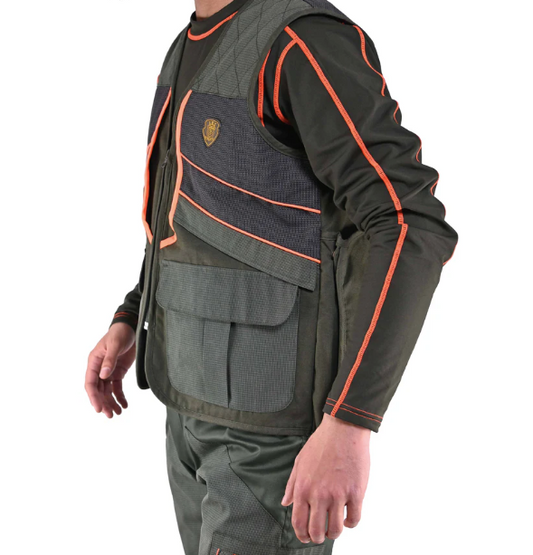 Gilet Caccia Canvas Vient VT30 Verde/Arancio Fluo Masseria
