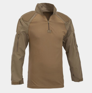 Camisa de combate con protecciones, mangas largas, color coyote