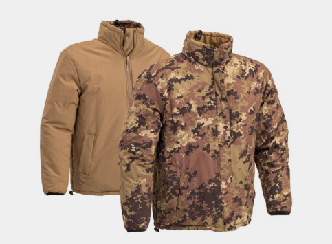 Reversible Jacket with Compression Bag Vegetato Italiano/Tan